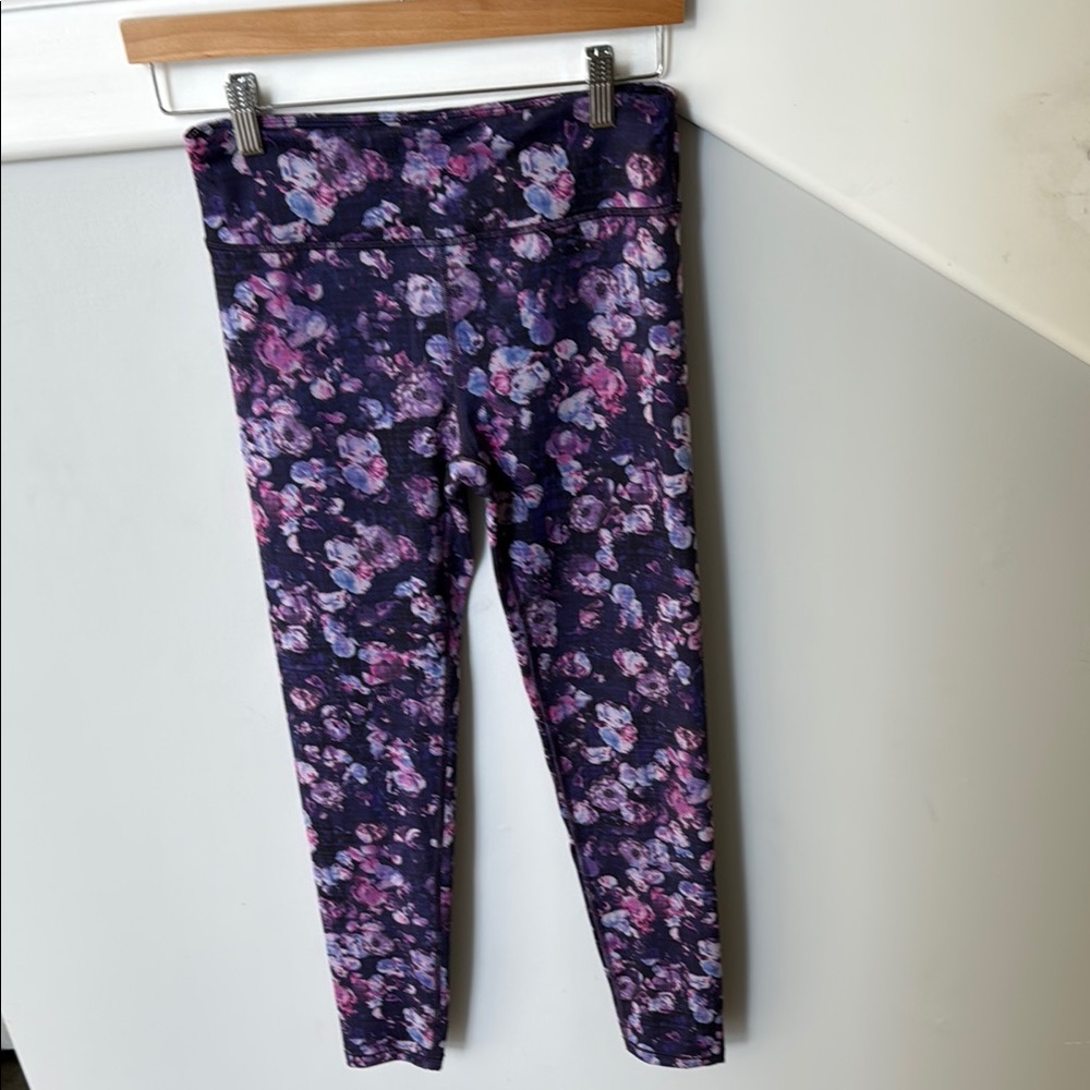 Athleta Girl Purple and Pink Floral Leggings